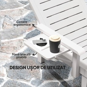 Outsunny Set 2 Șezlonguri cu Spătar Reglabil în 5 Poziții, Măsuță și Brațe Ergonomice, 79x158x88 cm, Gri | Aosom Romania