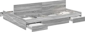 vidaXL Cadru de pat cu depozitare cu headboard Gri Sonoma 140 x 190 cm