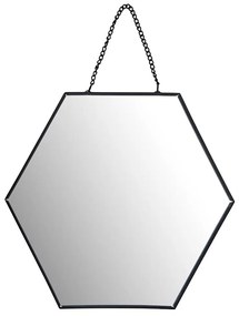 Oglinda hexagonala, rama metalica, 25x3 cm, culoare negru