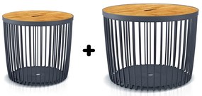 Set 2 cosuri universale cu capac din bambus, 50 + 100 l, lemn natural / antracit