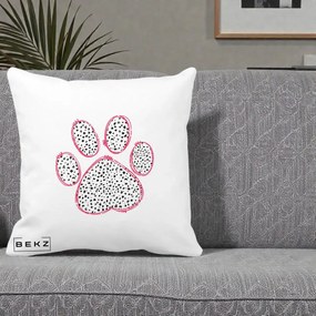 Perna Personalizata Labuta Dalmatian Roz Neon, 40x40 cm, Alba Mata, Husa Detasabila, Perna Inclusa, BEKZ®