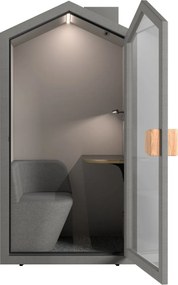 Office phone booth cu fotoliu integrat, ventilație și masă - Sand