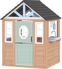 AIYAPLAY Căsuță de exterior și interior din lemn cu ușă pentru animale de companie Bucătărie de jucărie Ușă pe jumătate Lemn Natural | Aosom Romania