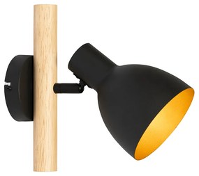 Aplică rustică neagră cu lemn - Flint