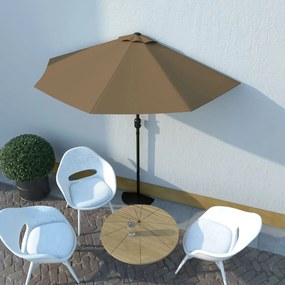 vidaXL Umbrelă de soare de balcon, tijă aluminiu gri taupe, 270x135 cm