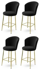 Set de scaune de bar Fora Black and Gold, 4 bucăți, 4 buc