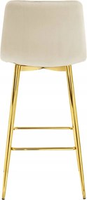 Scaun de bar POZZA VELVET cu picioare aurii, crem