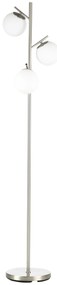 HOMCOM Lampă de Podea Modernă cu 3 Puncte de Iluminat, Lampă de Podea din Metal și Sticlă, Ø27x169 cm, Argintiu | Aosom Romania