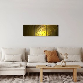 Tabloul cu spirala abstractă în galben (cu ceas) (90x30 cm)