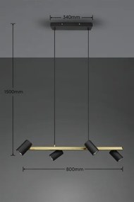 Lustră suspendată pe cablu MARLEY 4xGU10/35W/230V negru/auriu - Trio