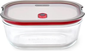 Cutie pentru alimente Black+Blum Stack+Nest FBGR-BX-L107, 1,2 l, dreptunghiulară, potrivită pentru cuptor, fără BPA, sticlă borosilicată, gri/roșu
