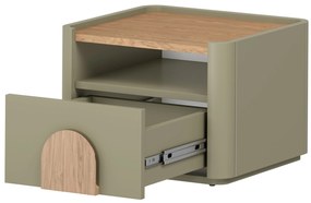 Noptieră Amilio 50 cm - eucalipt / stejar baltic dune / mânere stejar natural
