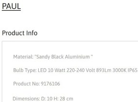 Aplica de perete exterior, terasa sau gradina, LED PAUL