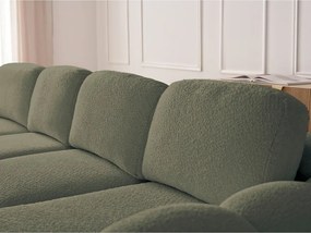 Colțar verde extensibil/cu spațiu de depozitare cu tapițerie din țesătură bouclé (cu colț pe partea dreaptă/cu șezlong) Montaigne – Bobochic Paris