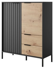 Comodă Rastafa 2D2S (Stejar artisan + Negru). 1071378