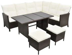 43095 vidaXL Set mobilier de grădină cu perne, 4 piese, maro, poliratan