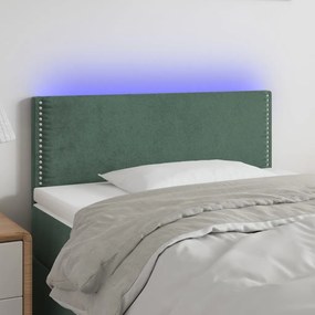 3121511 vidaXL Tăblie de pat cu LED, verde închis, 90x5x78/88 cm, catifea