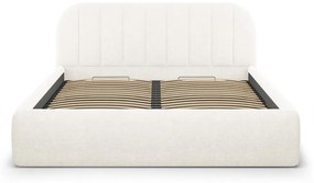 Pat matrimonial fildeș tapițat cu spațiu de depozitare cu somieră 180x200 cm Juno – Windsor &amp; Co Sofas