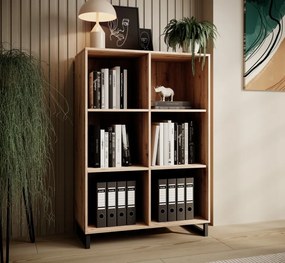 Biblioteca 90x130x40 cm, Aria, ADRK Furniture (Culoare: Natural / Negru)