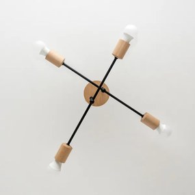 Lustră aplicată CAMBRIDGE 4xE27/15W/230V, din lemn de pin