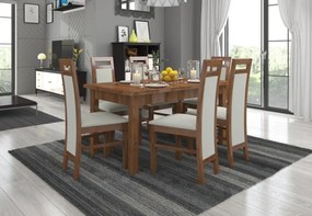 Set de masa extensibila si 6 scaune tapitate, RODOS 14, ADRK Furniture (Culoare: Stejar)