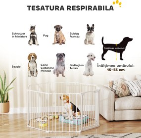 PawHut Gard pentru Câini cu 8 Panouri Modulabile cu Închidere Automată, din Oțel și ABS, 61x3x75 cm, Alb | Aosom Romania