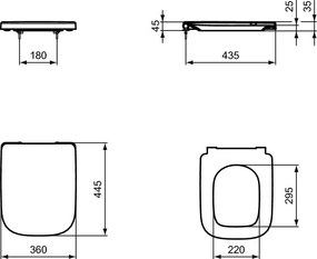 Capac WC Ideal Standard i.life A Square cu inchidere lenta, alb - T453101