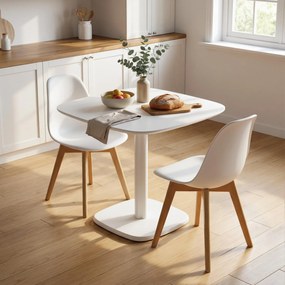 HOMCOM Masă de dining pentru 4 persoane masă de bucătărie pătrată stil modern cu blat aspect lemn, 70 x 70 cm, alb | Aosom Romania