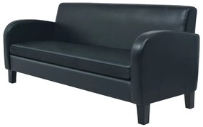 vidaXL Canapea cu 3 locuri, negru, piele artificială