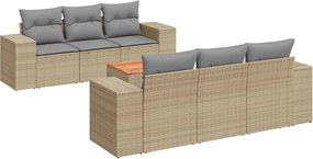vidaXL Set canapele de grădină, 7 piese, cu perne, bej, poliratan