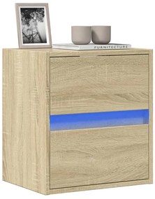 vidaXL Comodă TV de perete cu lumini LED, stejar sonoma, 41x31x45 cm
