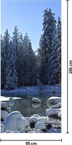 Fototapet pentru ușă - Pădurea înzăpezită (95x205cm)