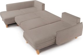 Colțar taupe extensibil/cu spațiu de depozitare cu tapițerie din catifea reiată (cu colț pe partea stângă/în formă de "U") Tori – Bonami Selection