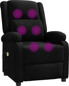 vidaXL Fotoliu de masaj spătar aripi, negru, material textil