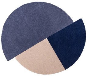 Covor albastru țesut manual, rotund, din lână ø 150 cm Mia Segment – Flair Rugs