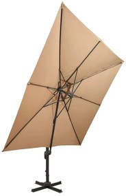 Umbrela suspendata cu invelis dublu, gri taupe, 300x300 cm Gri taupe, 300 x 300 cm