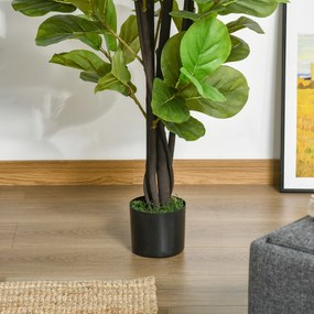 Ficus Artificial 130cm de Interior si Exterior, Planta Artificiala cu efect Realist cu 78 de Frunze HOMCOM | Aosom Romania