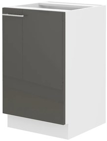Dulap inferior de bucătărie sub chiuvetă Lavera 50 ZL 1F BB (Alb + Luciu gri). 1032425