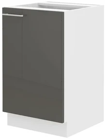 Dulap inferior de bucătărie sub chiuvetă Lavera 50 ZL 1F BB (Alb + Luciu gri). 1032425
