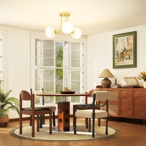 HOMCOM Candelabru de Tavan Vintage cu 3 Puncte de Lumină, cu Socluri G9, 42x42x26.5 cm, Becuri Neincluse, Aur | Aosom Romania