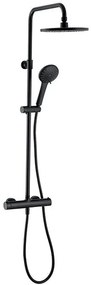 Coloana dus Wirquin Comfort cu baterie si termostat, si cap dus rotund &Oslash;23 cm, negru mat - 60722893