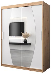 Dulap de haine 150 cm Eclipse (Stejar artisan + Alb mat). 1063407