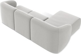 Colțar gri deschis cu tapițerie din catifea (cu colț pe partea stângă/cu șezlong) Lani – Makamii