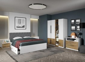 Set dormitor complet Alb cu Flagstaff Oak - Sidney - C07