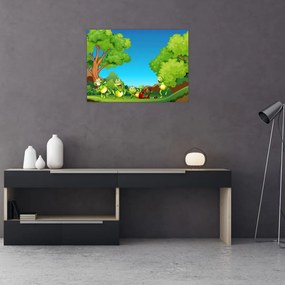 Tablou pe sticlă - Broscuțe vesele (70x50 cm)