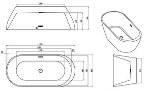 Cada freestanding Diana 170x80 cm