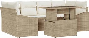 vidaXL Set de canapele pentru grădină 7 pcs Bej Rattan poli