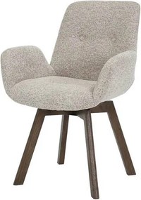 Set de 2 scaune pivotante, Lemn de stejar, textil boucle taupe BALTIC