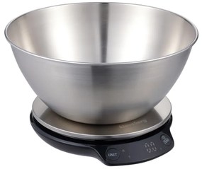 Cantar de bucatarie cu bol Klausberg KB 7939, 5 Kg, Bluetooth, Aplicatie mobila, LED, Tare, Lichide, 4 valori nutritive, Inox