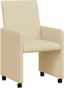 vidaXL Scaune de dining cu roți 2 pcs Crem 57 x 66 x 94 cm țesătură